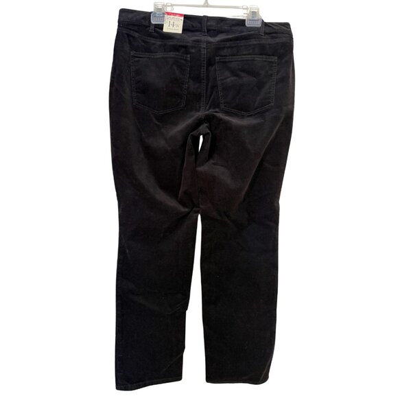 NWT Talbots Women Black Corduroy Pants Sz 14W Slimming Straight Leg - Picture 2 of 7
